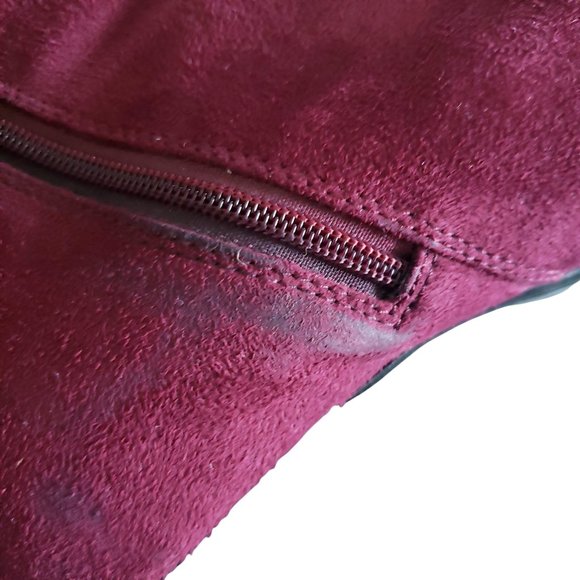Vintage Predictions Y2K Wine Red Vegan Suede Pointed Toe Low Heel Boots 8 - Picture 5 of 8